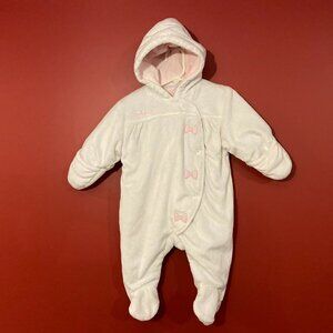 Calvin Klein Girl's White Super Cozy Winter Pram Suit - Size 6/9M